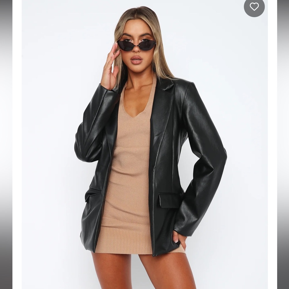 White Fox Take The Lead PU Blazer Black
